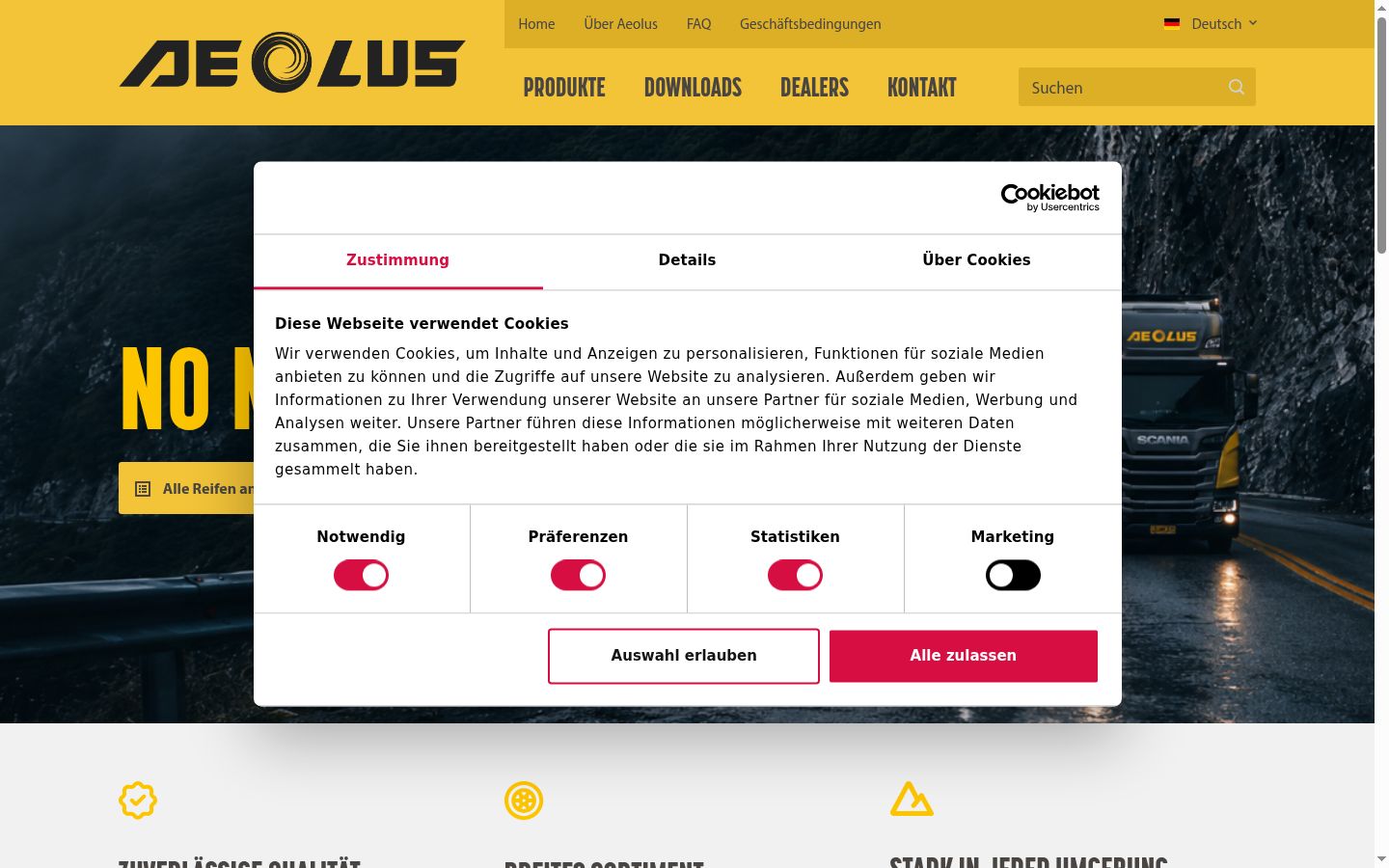 Capture d'écran de la bannière de consentement affichée avant toute interaction