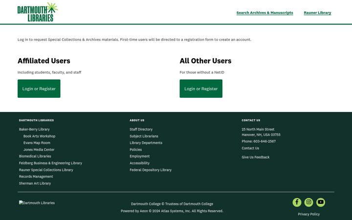 Screenshot of aeon.dartmouth.edu