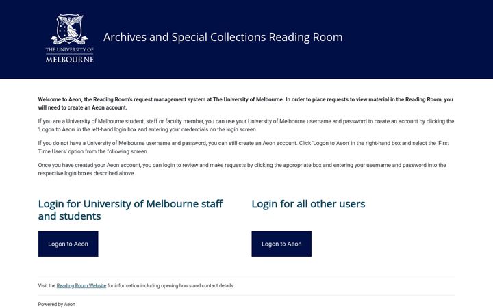 Screenshot of aeon.unimelb.edu.au