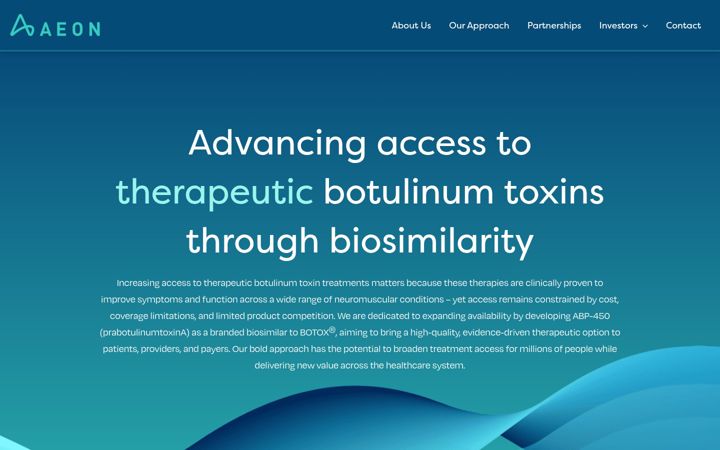 Screenshot of aeonbiopharma.com