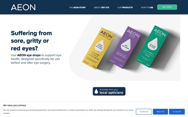 Screenshot of aeoneyedrops.com