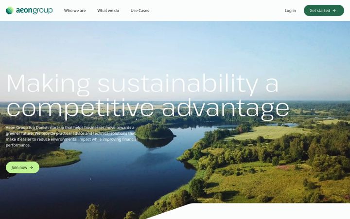 Skærmbillede af aeongroup.io