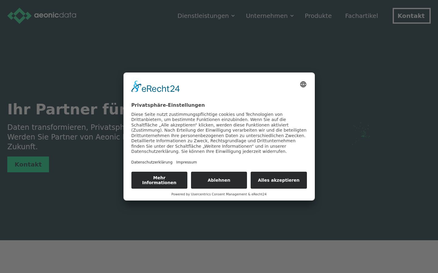 Capture d'écran de la bannière de consentement affichée avant toute interaction