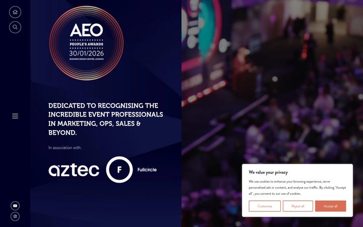 Екранна снимка на aeopeoplesawards.org.uk