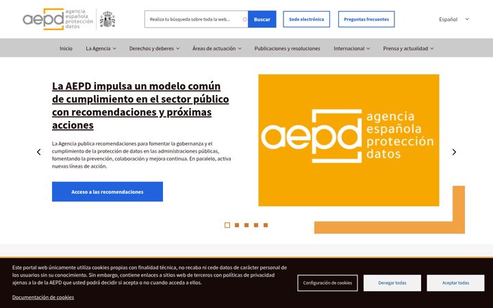 Captura de pantalla de aepd.es