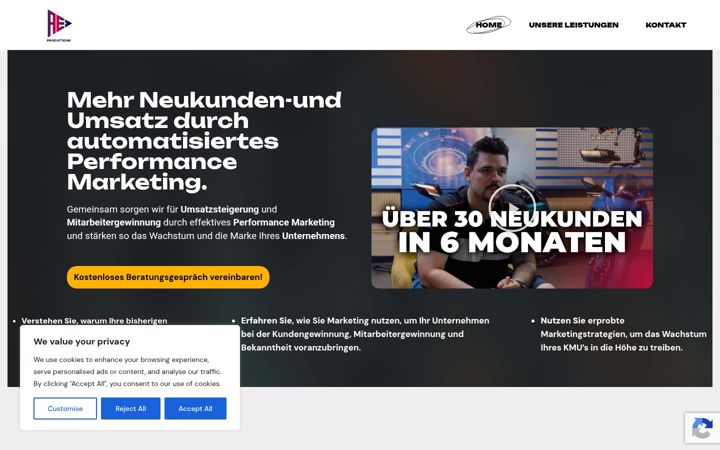 Snimka zaslona za aeproductions.de