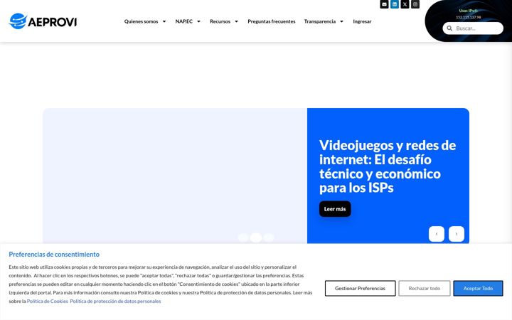 Screenshot of aeprovi.org.ec