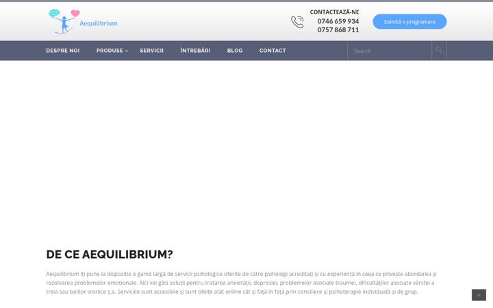 Screenshot stránky aequilibrium.ro