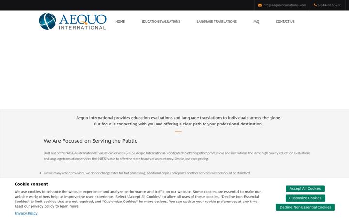 Screenshot of aequointernational.com