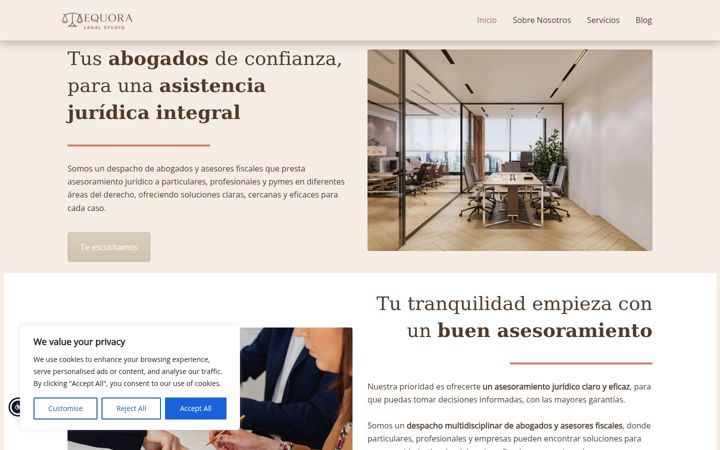 Screenshot of aequoralegal.com
