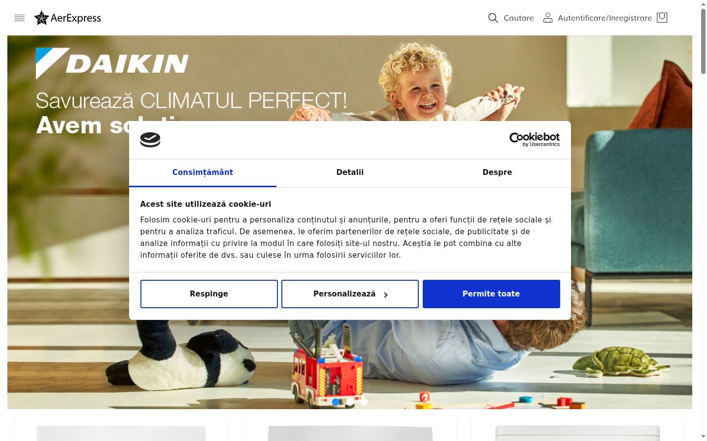 Screenshot of the consent banner shown before any interaction