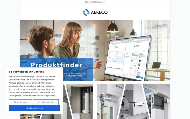 Screenshot von aereco-finder.de