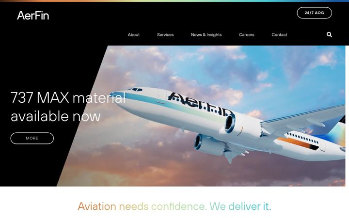Screenshot von aerfin.com