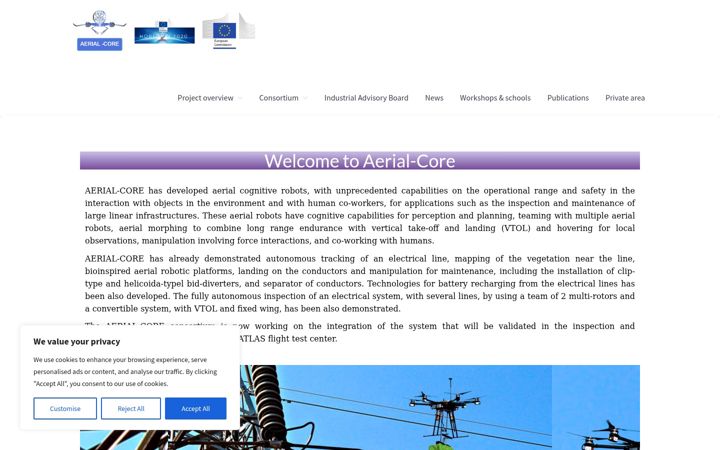 Snímek obrazovky aerial-core.eu