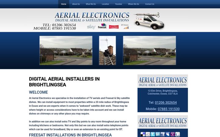 Screenshot of aerial-electronics.co.uk