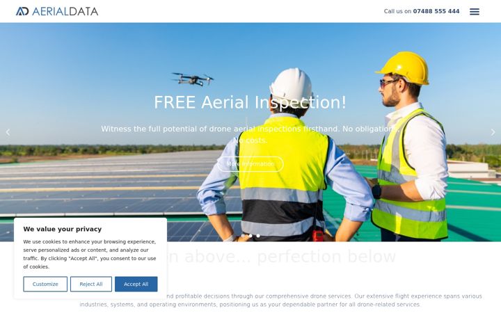 Screenshot ta' aerialdata.co.uk