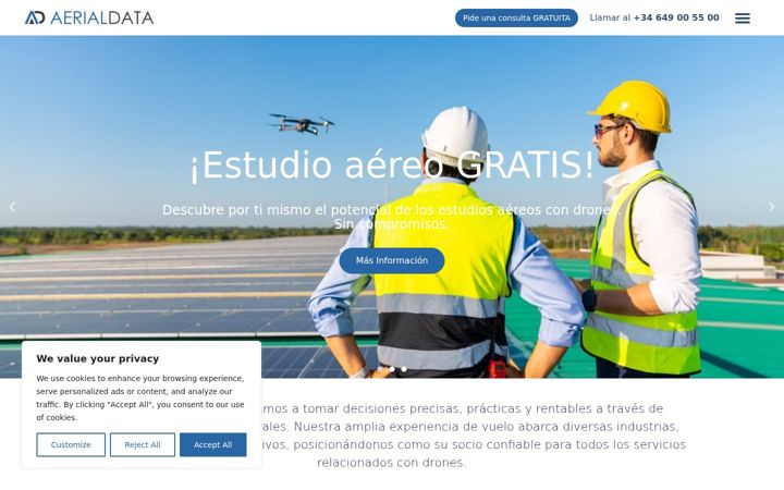 Snímek obrazovky aerialdata.es