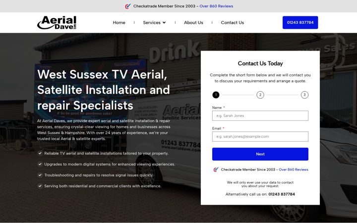 Screenshot von aerialdave.com