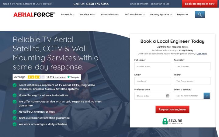 Screenshot of aerialforce.co.uk