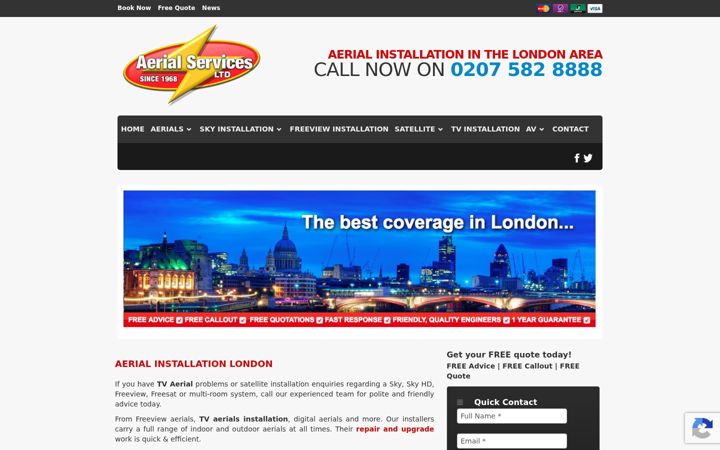 Screenshot ta' aerialservices.co.uk