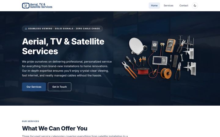 Screenshot of aerialtv-satellite.co.za