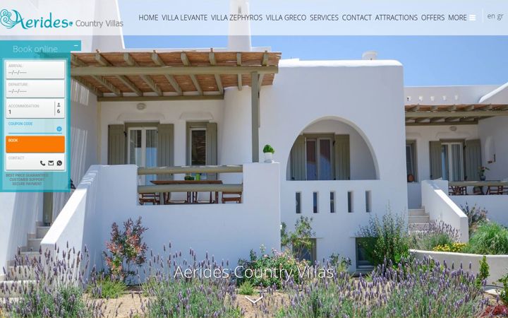 Screenshot of aeridesvillas.com