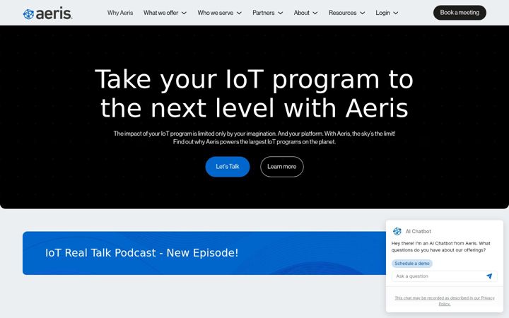 Screenshot von aeris.com