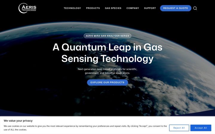 Screenshot von aerissensors.com