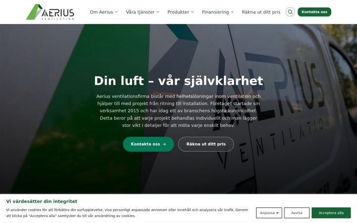 Snímek obrazovky aerius.se