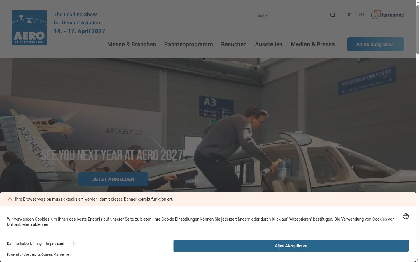Screenshot tal-banner tal-kunsens muri qabel kwalunkwe interazzjoni