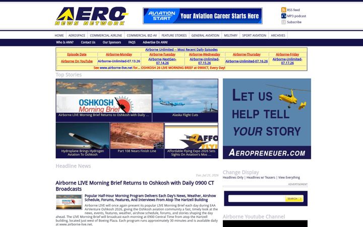 Screenshot di aero-news.net