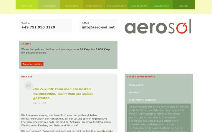 Screenshot of aero-sol.net