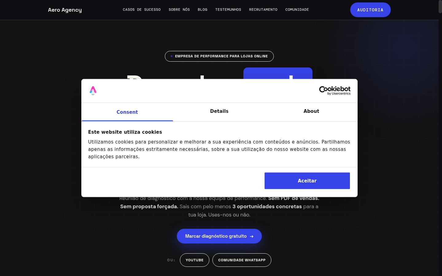 Capture d'écran de la bannière de consentement affichée avant toute interaction