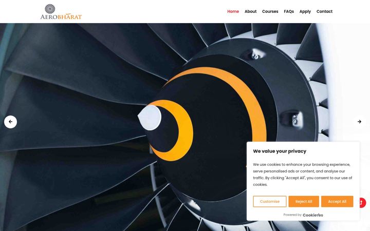 Screenshot stránky aerobharat.org