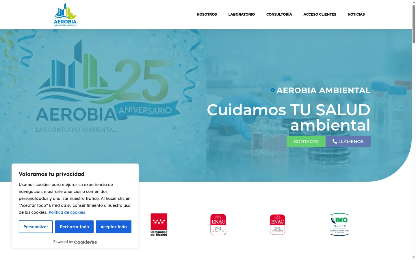 Screenshot del banner di consenso mostrato prima di qualsiasi interazione