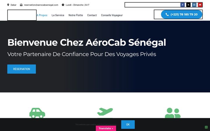 Snímek obrazovky aerocabsenegal.com