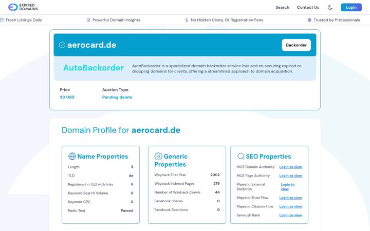 Screenshot of aerocard.de