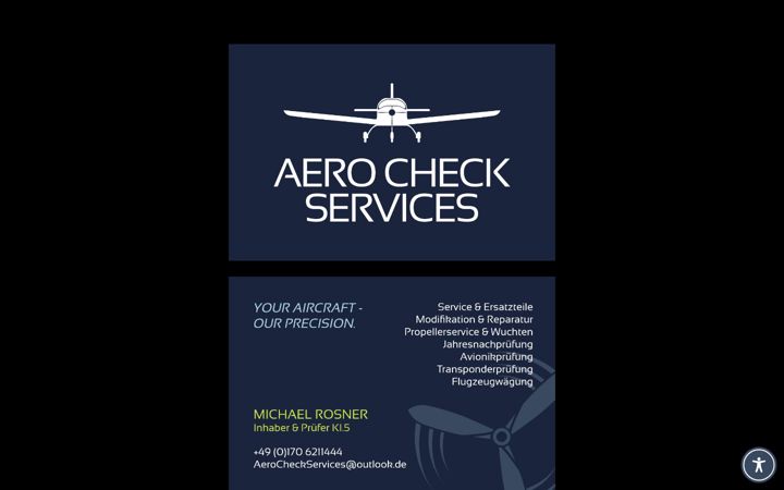 Snímek obrazovky aerocheckservices.com