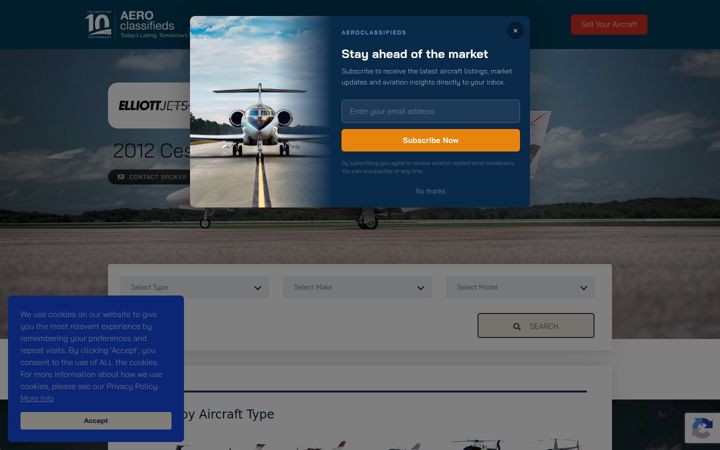 Screenshot of aeroclassifieds.com