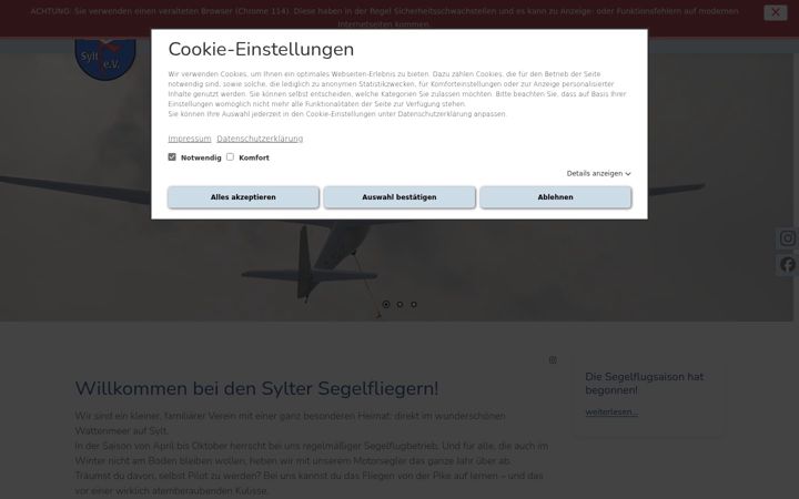 Ekrānuzņēmums no aeroclub-sylt.de
