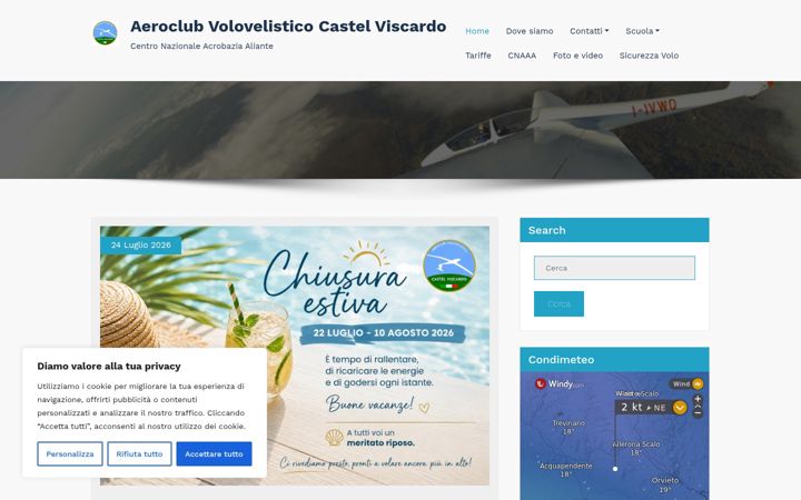 Screenshot of aeroclubcastelviscardo.it