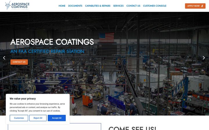 Screenshot of aerocoatings.com