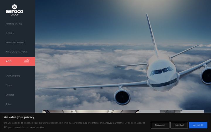 Screenshot of aerocogroup.com