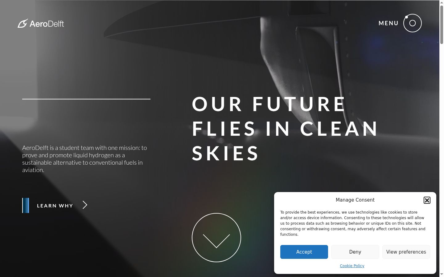 Screenshot of the consent banner shown before any interaction