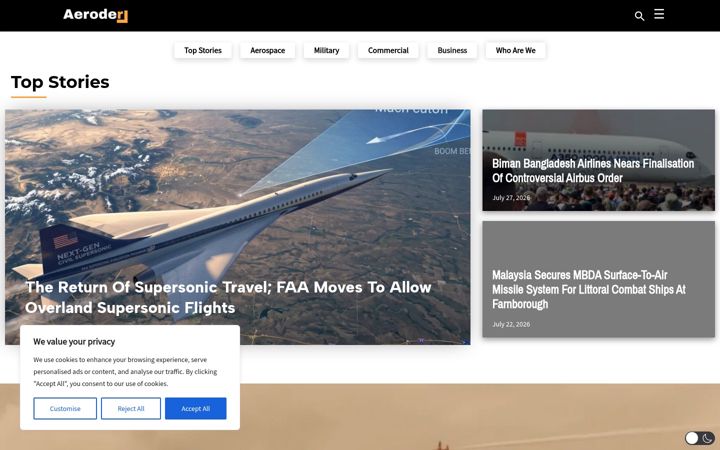 Screenshot of aeroder.com