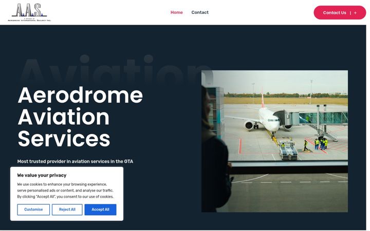Snímek obrazovky aerodromeaviationservices.com