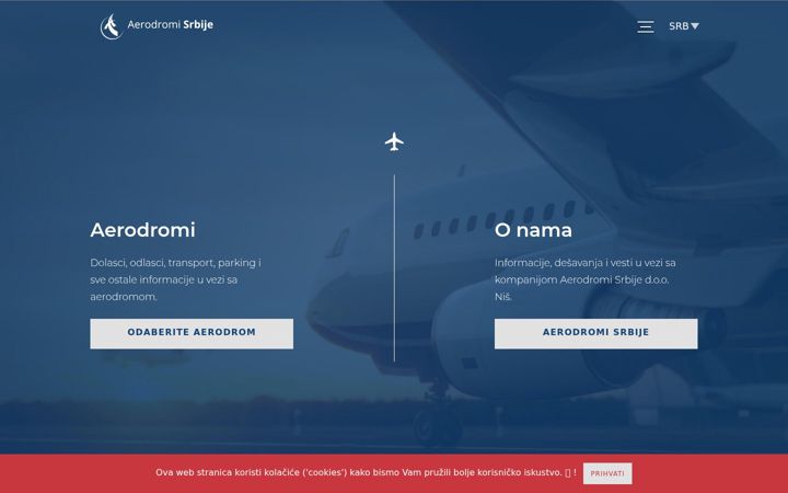 Zrzut ekranu aerodromisrbije.rs