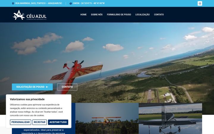 Screenshot of aerodromoceuazul.com.br
