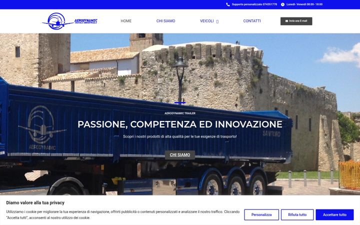 Screenshot of aerodynamictrailer.com