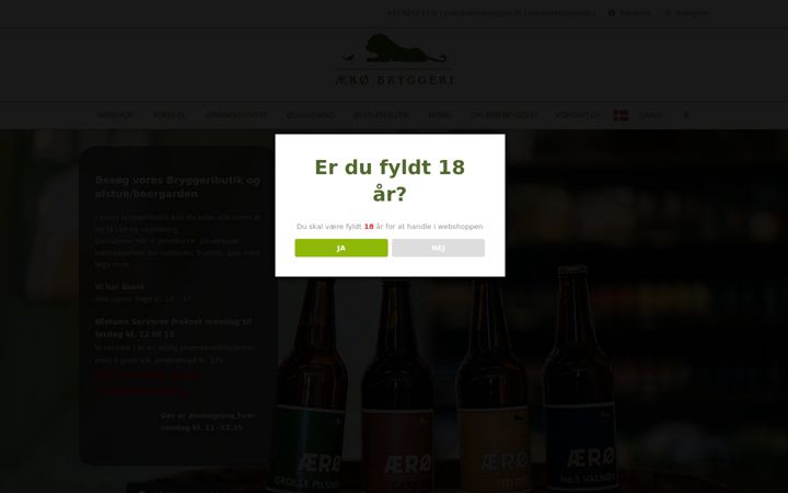 Screenshot of aeroebryggeri.dk